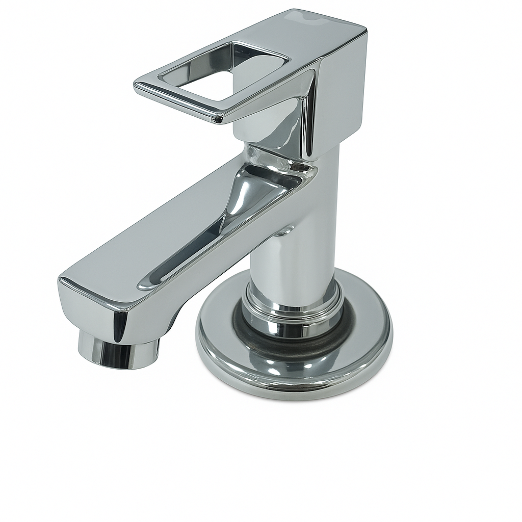 Cubix Range Pillar Cock – Elegant Brass Table-Mounted Tap for Wash Basins