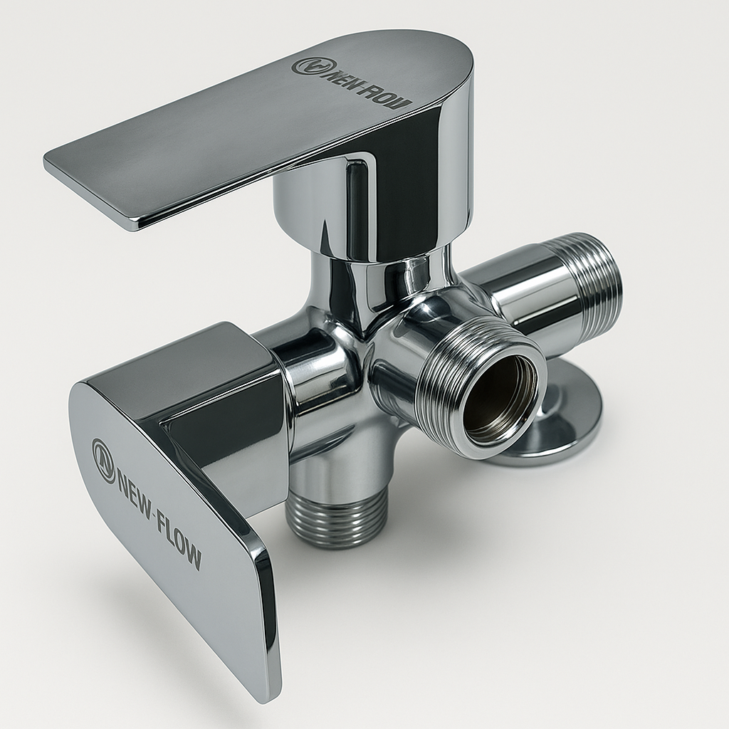 Arya Range 2-in-1 Angle Cock – Dual-Function Brass Valve for Bathroom & Kitchen Fittings
