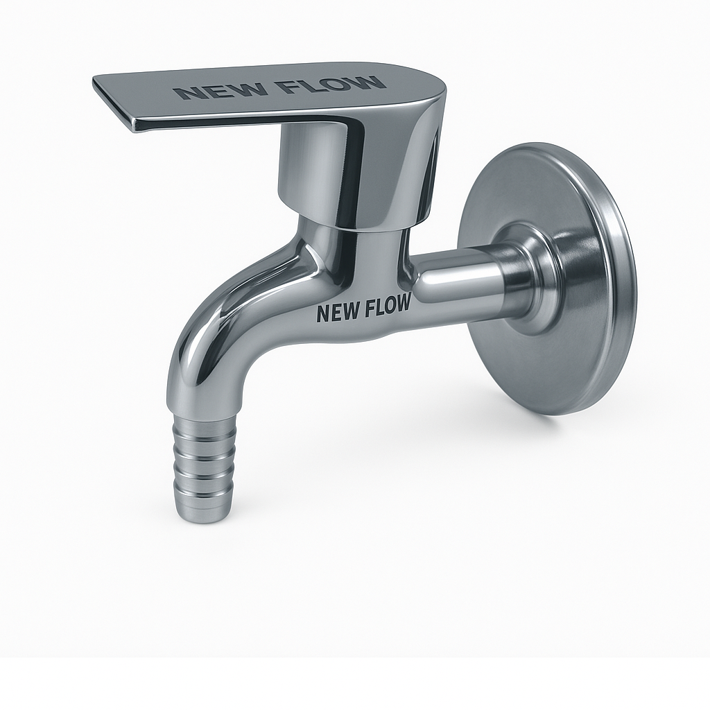 Arya Range Nozzle Cock – Sturdy Wall-Mounted Tap with Nozzle Outlet | Premium Brass with Chrome Finish
