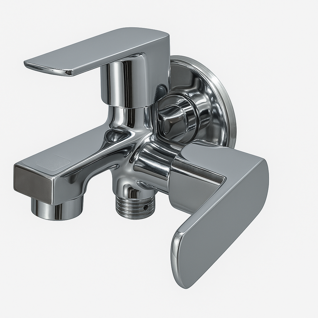 Creta Range 2-in-1 Bib Cock – Dual-Outlet Brass Tap for Bathroom, Kitchen & Utility Use