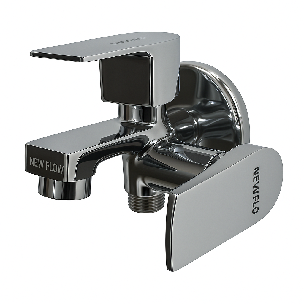 Arya Range 2-in-1 Bib Cock – Dual-Outlet Brass Tap for Bathroom, Kitchen & Utility Use