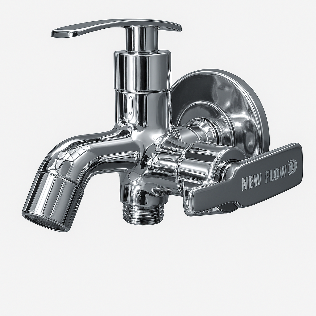 Soft Range 2-in-1 Bib Cock – Dual-Outlet Brass Tap for Bathroom & Utility Use