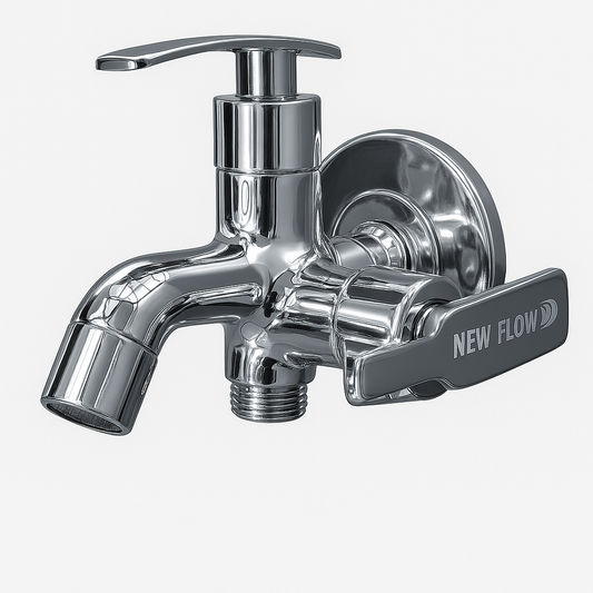 Soft Range 2-in-1 Bib Cock – Dual-Outlet Brass Tap for Bathroom & Utility Use