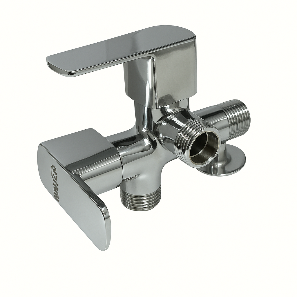Creta Range 2-in-1 Angle Cock – Dual-Outlet Brass Valve for Bathroom & Kitchen Fittings