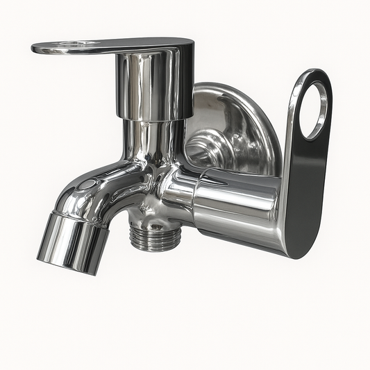 Cosco Range Bib Cock 2-in-1 – Dual-Outlet Brass Wall Tap for Versatile Water Connections