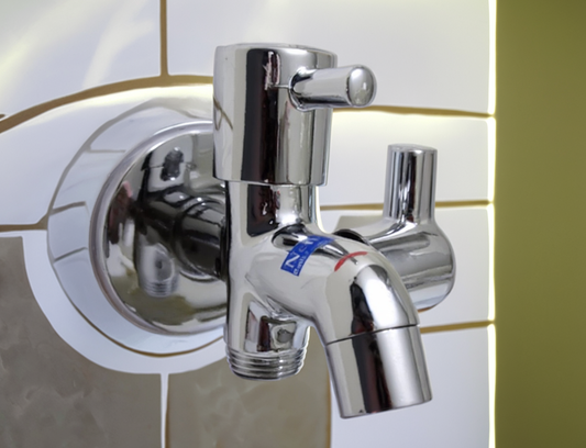 Flora Range 2-in-1 Bib Cock – Dual Function Wall-Mounted Tap | Elegant Brass with Chrome Finish