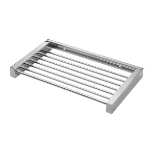 Stainless Steel Towel Rack – Wall-Mounted, Rust-Proof with Rod & Shelf for Bathroom Storage